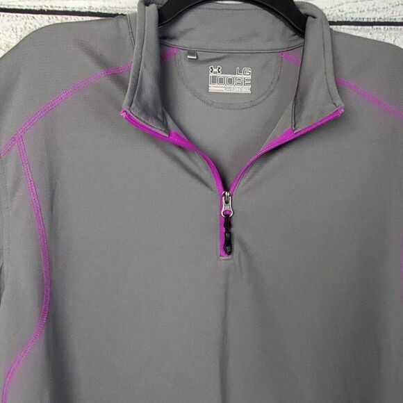 Under Armour AllSeasonGear 1/4 Zip Pullover Women’s Size Large Gray Purple Loose - Picture 3 of 8